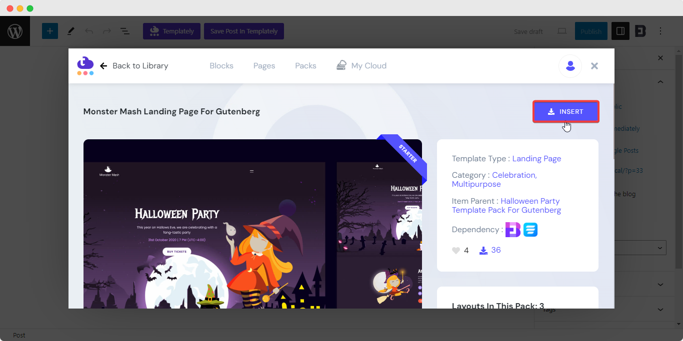 create halloween page insert