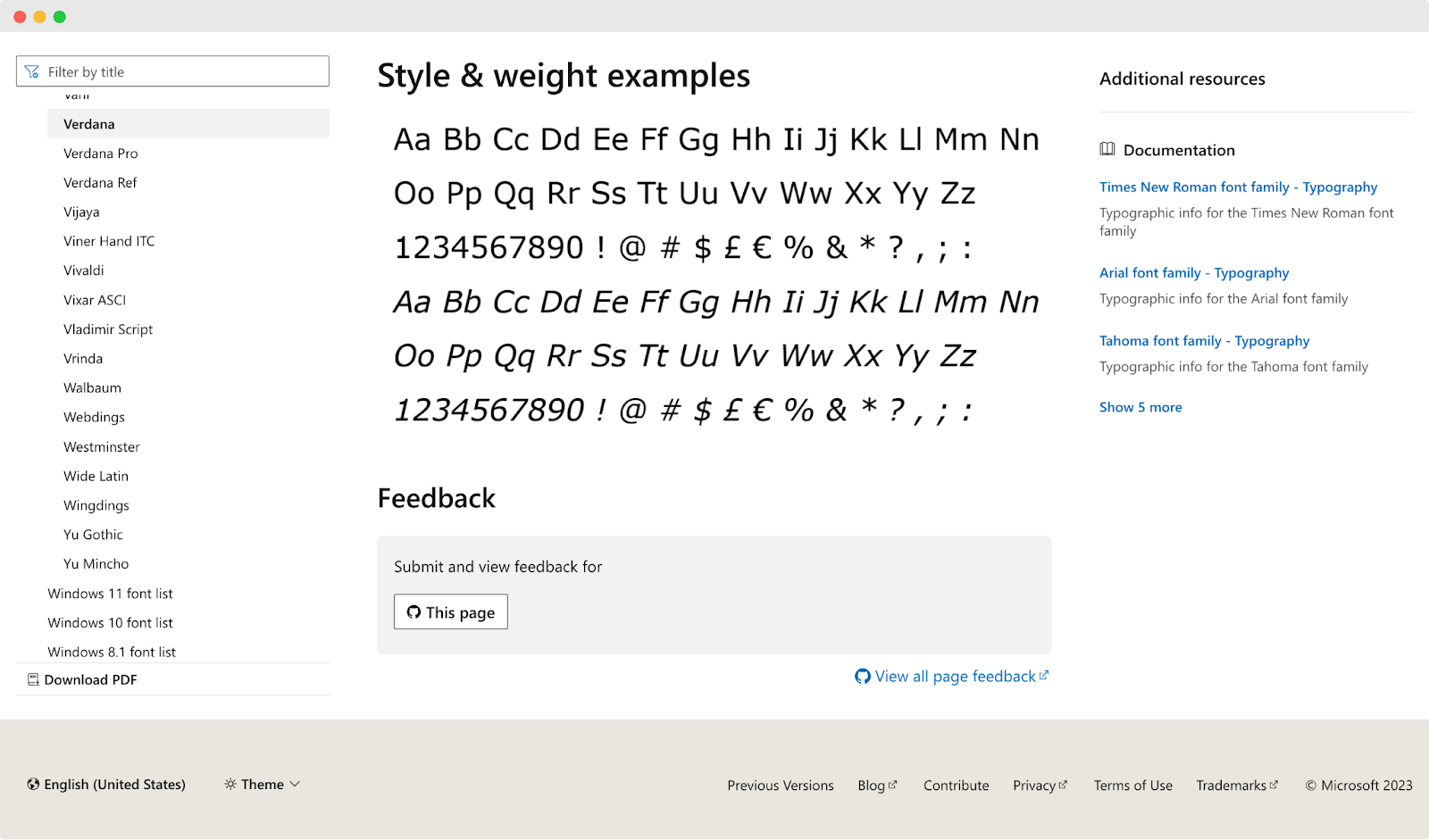 Best Web Fonts - Verdana
