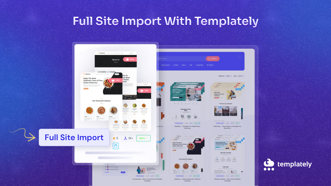 full site import by Templately