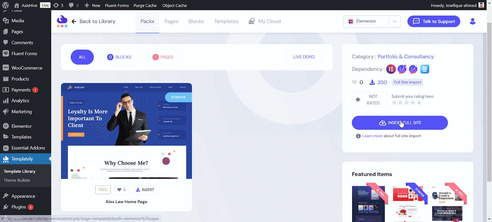 How to Customize Global Typography in Templately? 2 Insert Full Site Import
