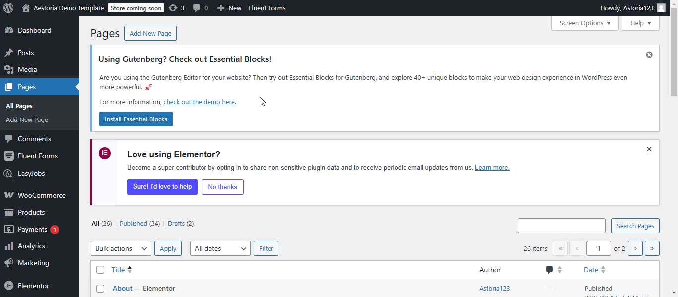 Create New Page in Templately
