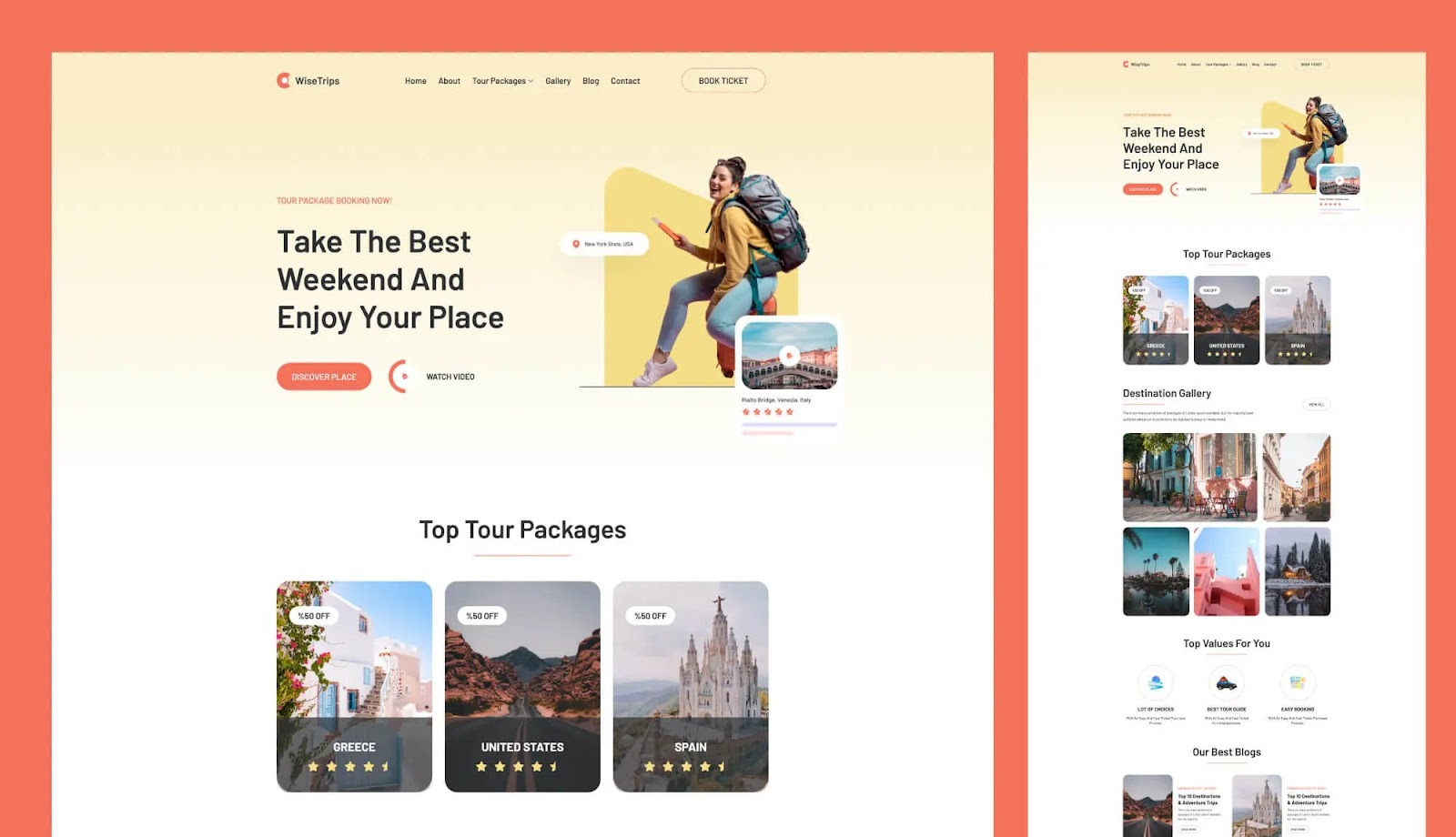 Travel Agency Website Template - WiseTrips