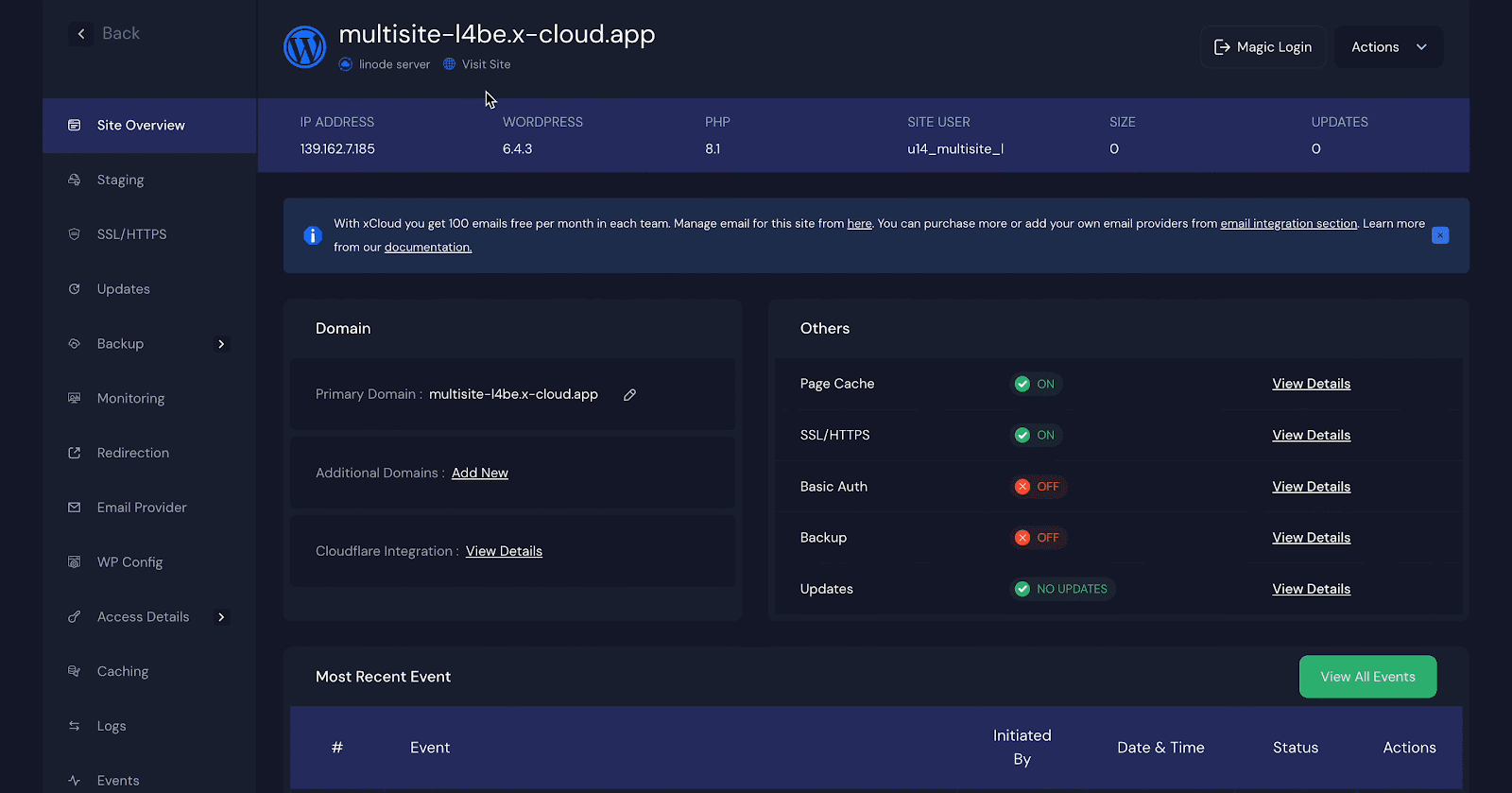 Add a New Site from WordPress Dashboard