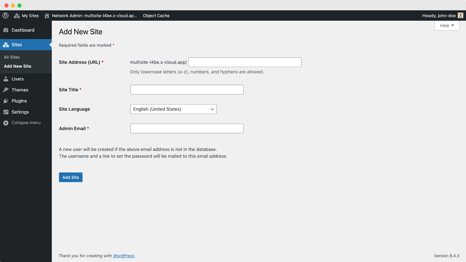 Add New Site