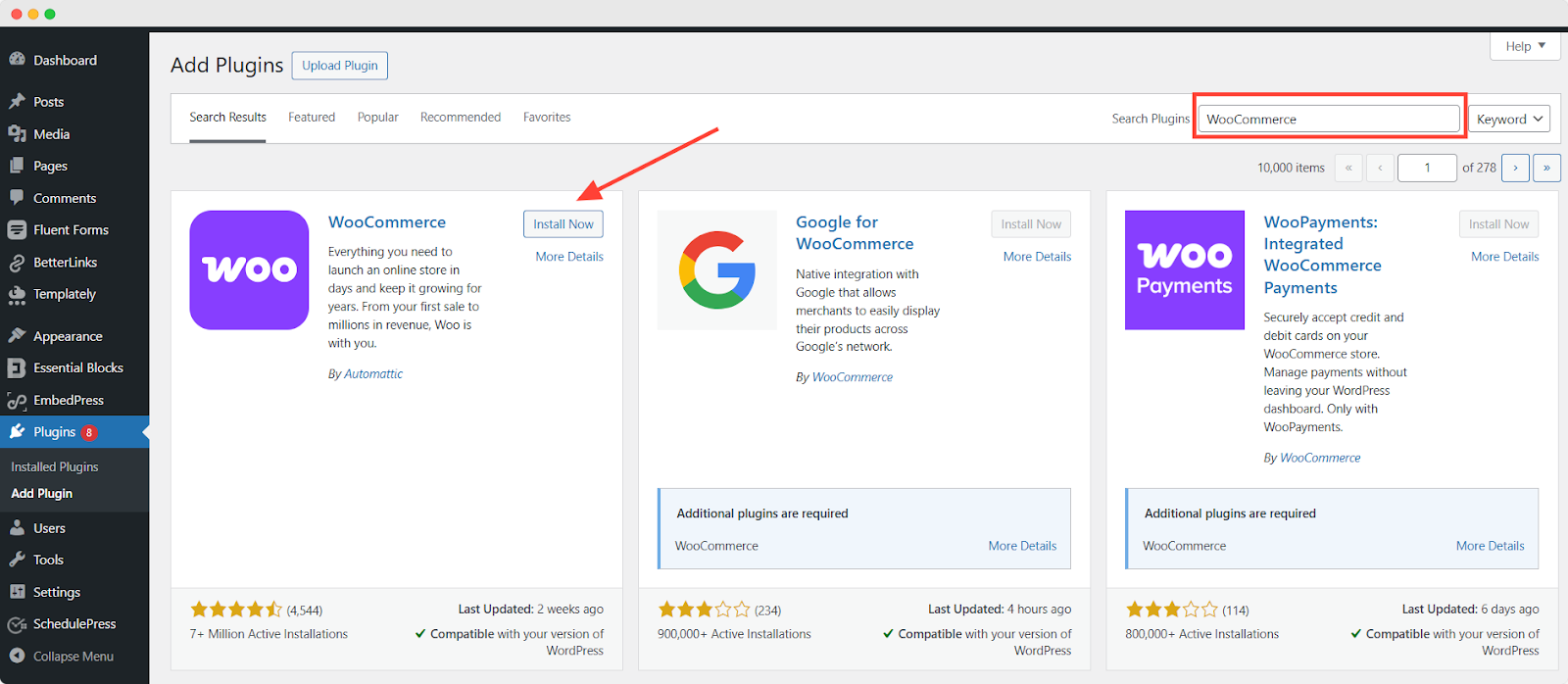 Installation via WordPress Admin