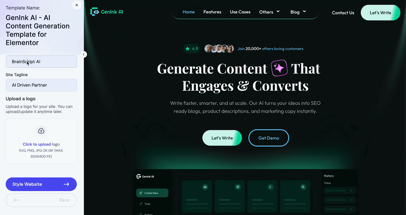 AI Content Generator Website