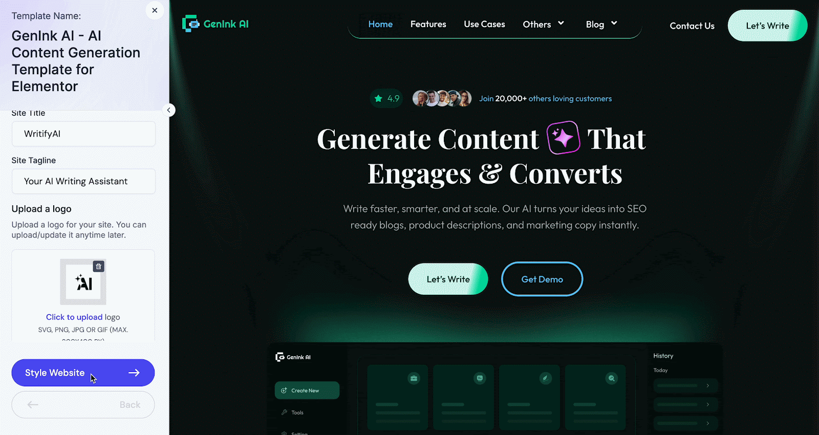 AI Content Generator Website