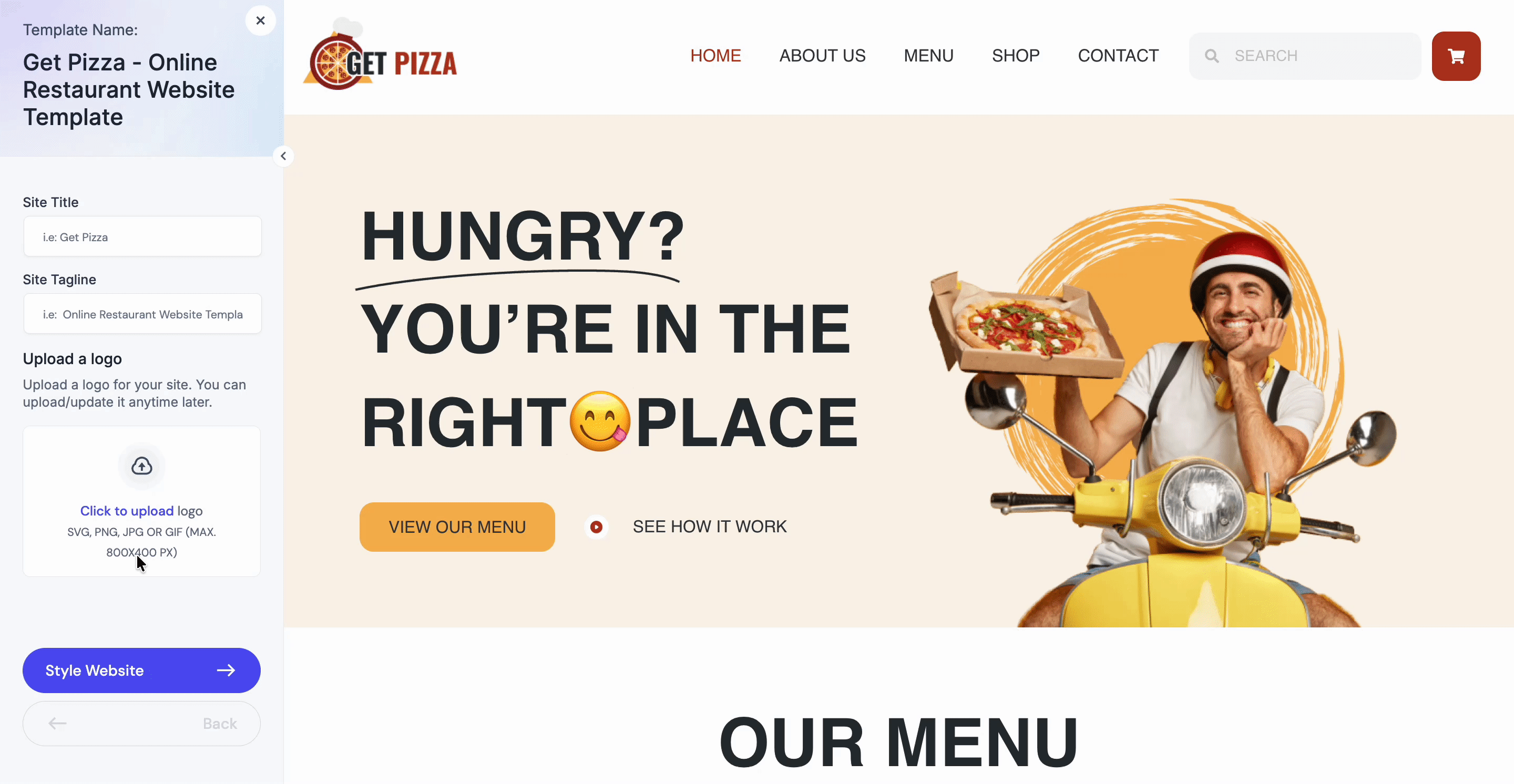 Logo replacement in Templately