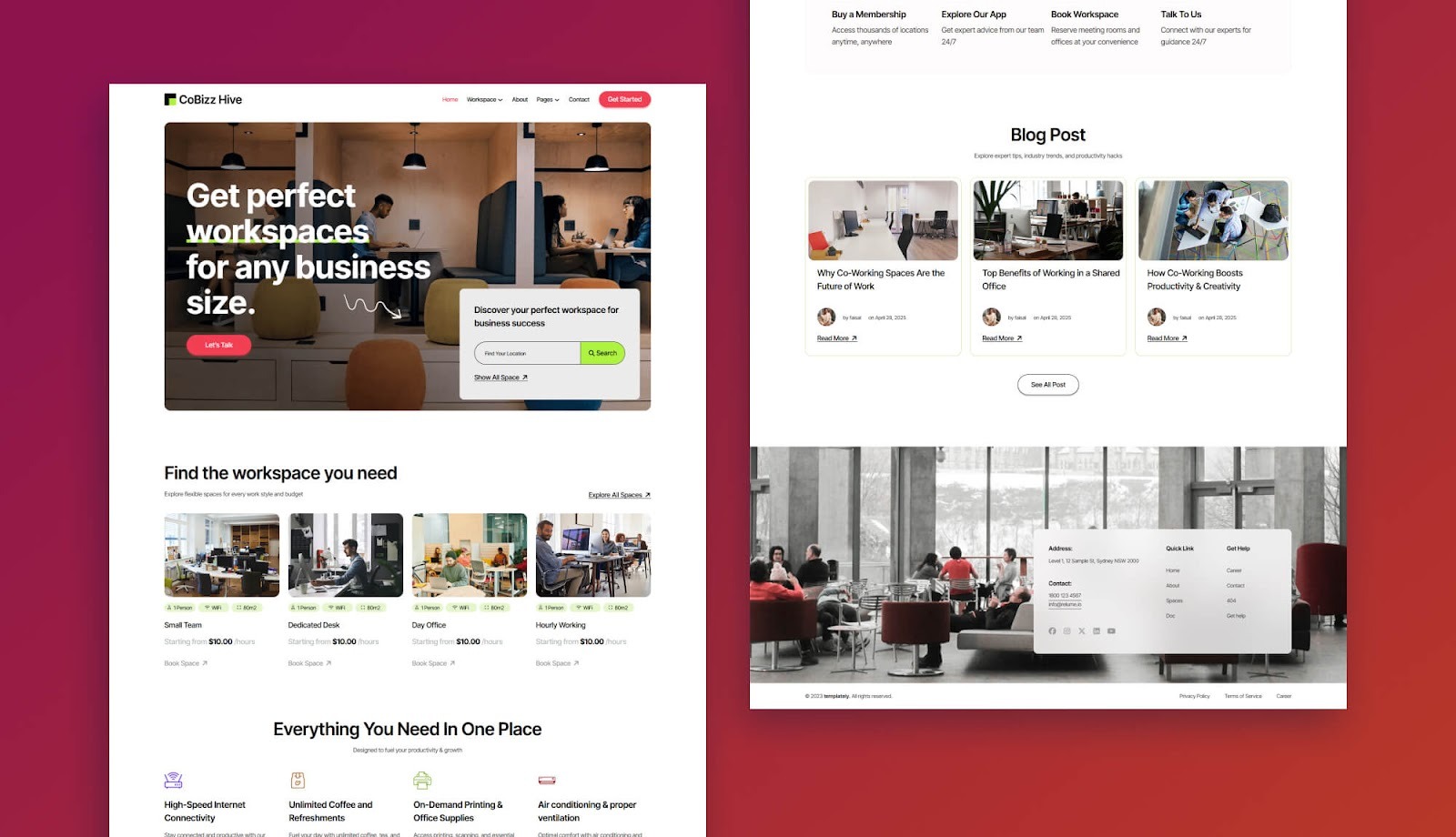 CoBizz Hive - Co-Working Space Website Template