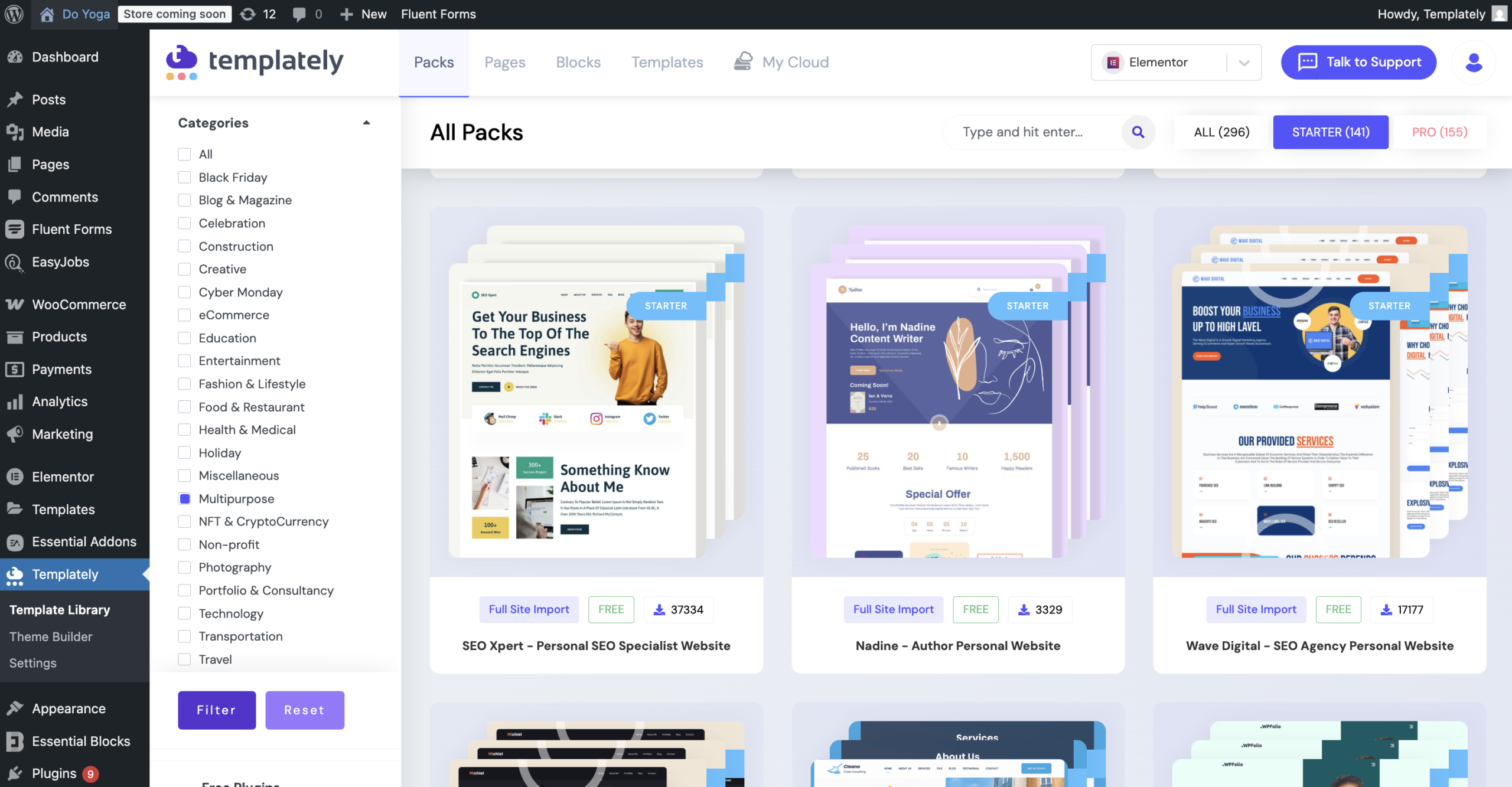 Choose Template Pack