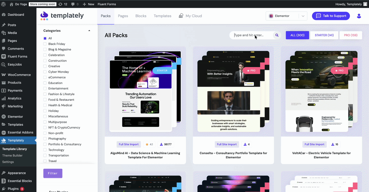 Choose the Template pack